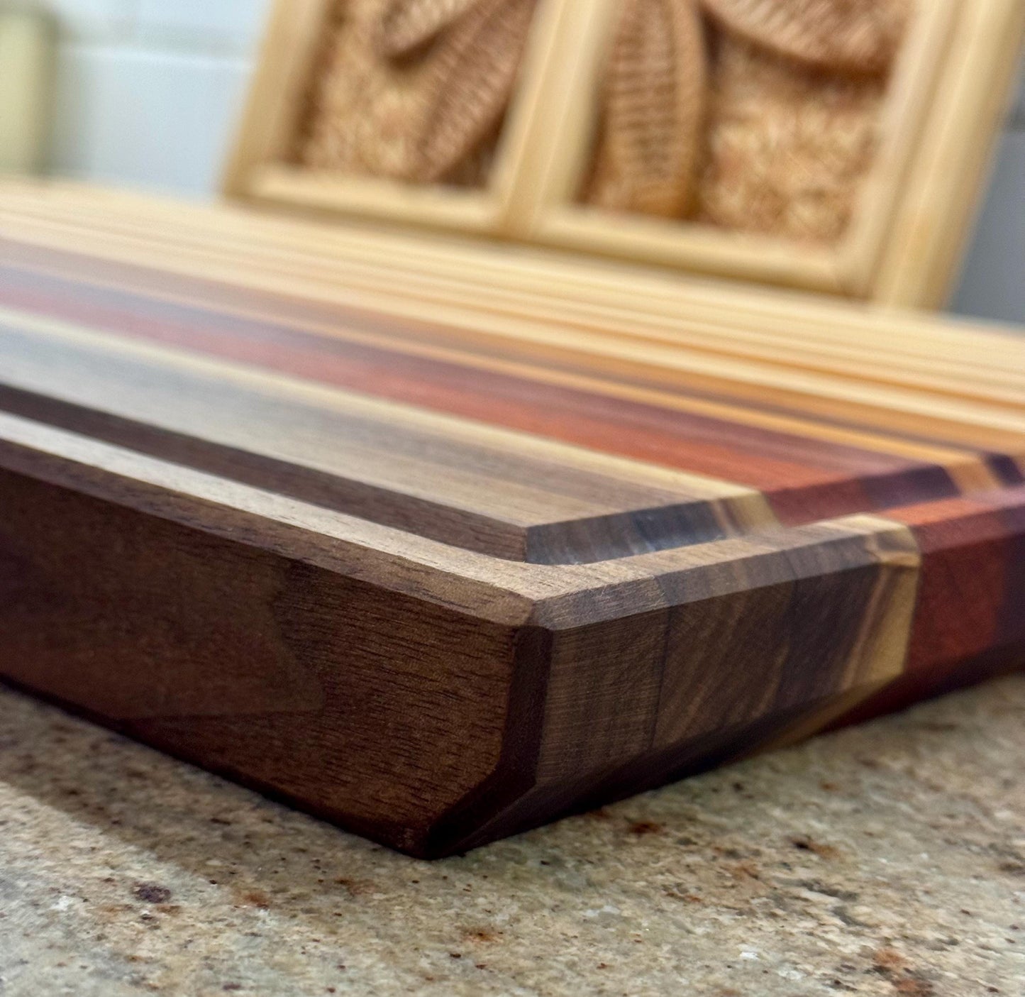 Exotic Wood Butcher Block Cutting Board: Walnut, Cherry, Maple, Padauk, Purple Heart