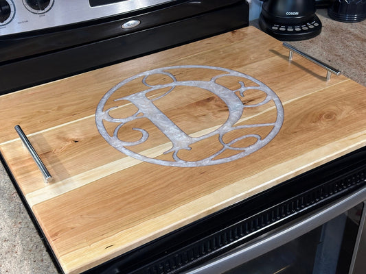 Custom Cherry Wood Stove Top Cover: Personalized Noodle Board
