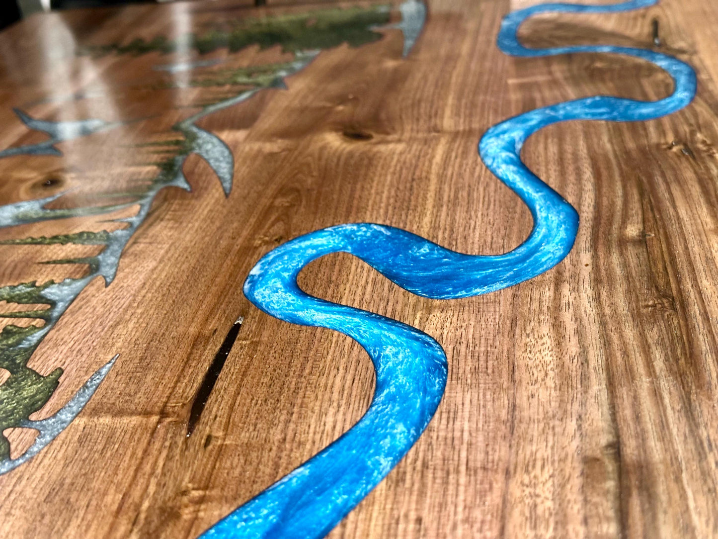 Epoxy Mountain River Walnut Stove Top Cover: Kitchen Noodle Board