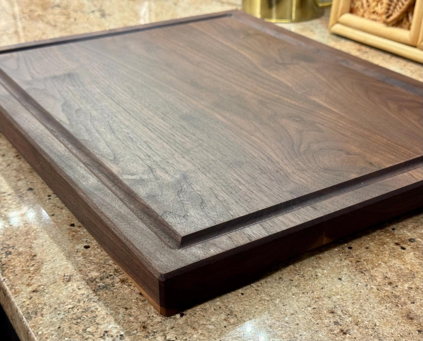 Large Walnut Butcher Block Cutting Board: Personalized Wood Board with Juice Groove