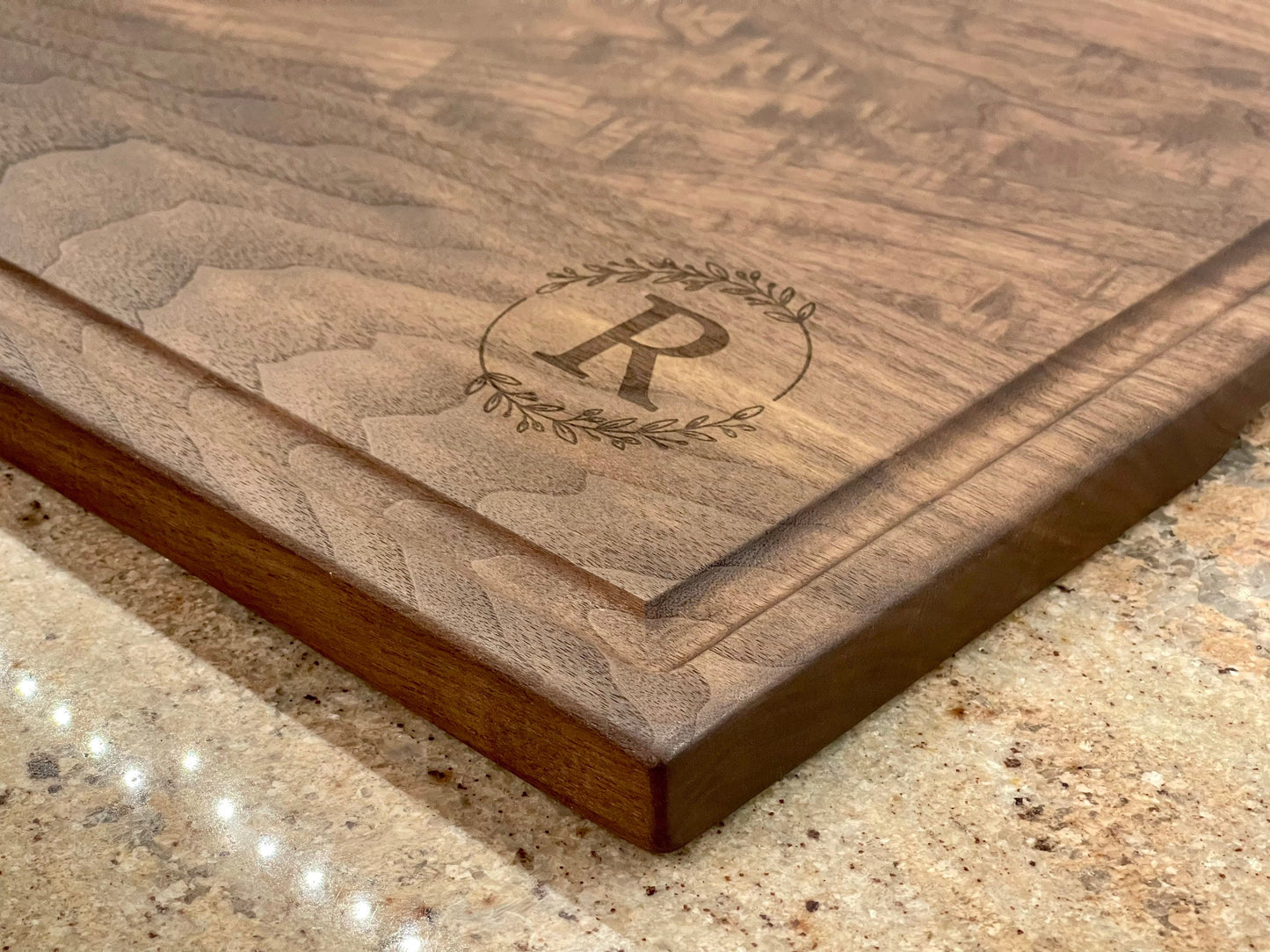 Large Walnut Cutting Board: Personalized Wood Board with Juice Groove
