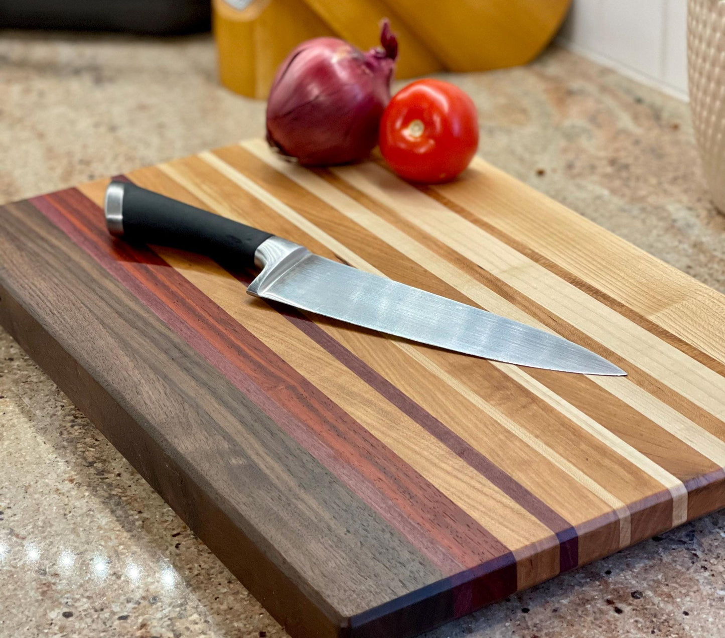 Exotic Wood Butcher Block Cutting Board: Walnut, Cherry, Maple, Padauk, Purple Heart