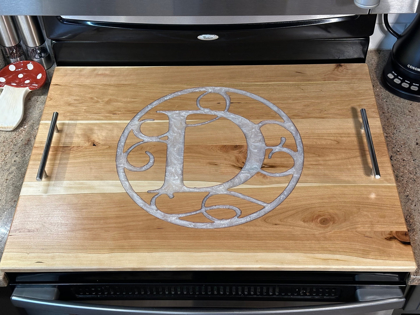 Custom Cherry Wood Stove Top Cover: Personalized Noodle Board