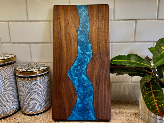 Epoxy River Walnut Charcuterie Board: Personalized Serving Board