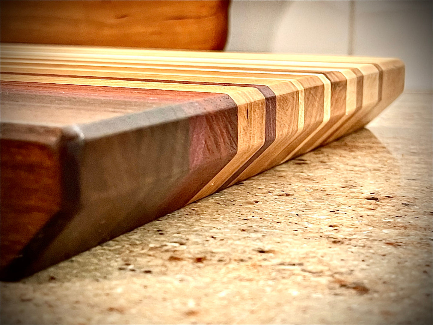 Exotic Wood Butcher Block Cutting Board: Walnut, Cherry, Maple, Padauk, Purple Heart