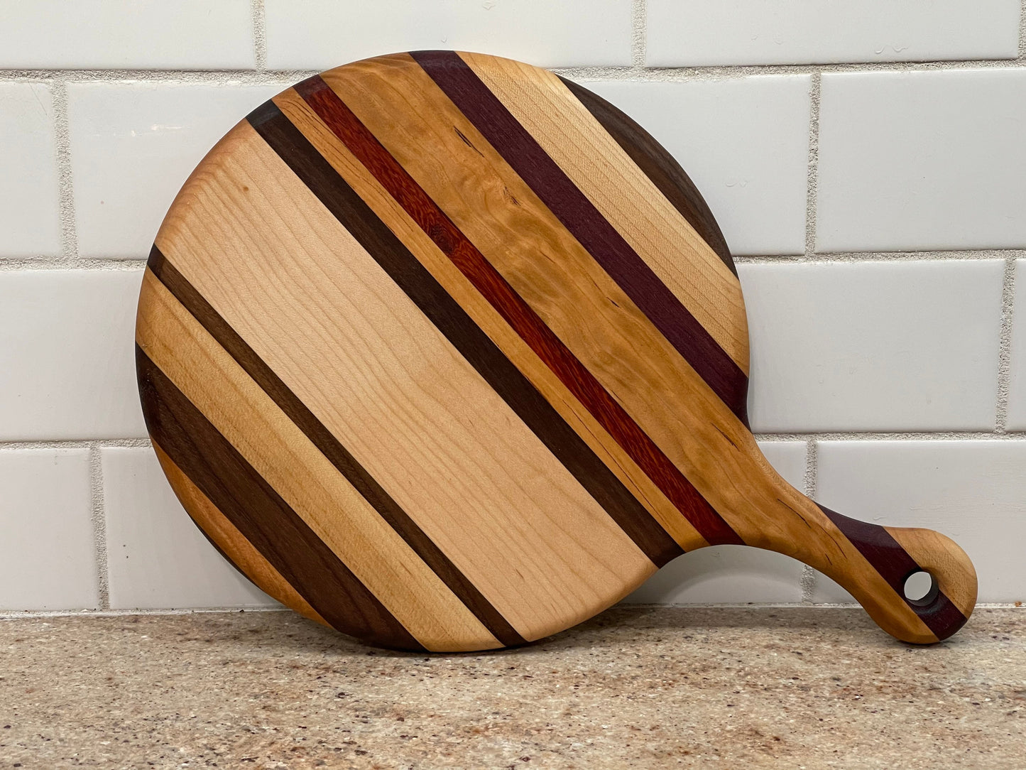 Cutting Board with Handle | Cherry Bread Board | Unique Wooden Kitchen decor | Mountains Rivers Trees