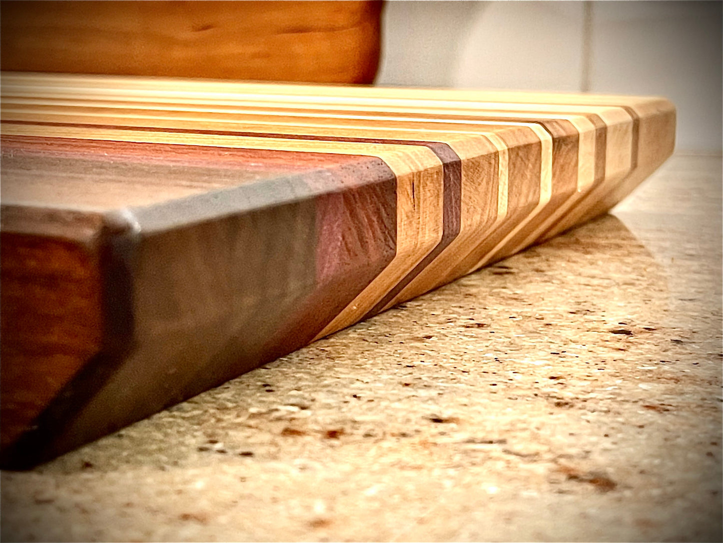 Exotic Wood Butcher Block Cutting Board: Walnut, Cherry, Maple, Padauk, Purple Heart