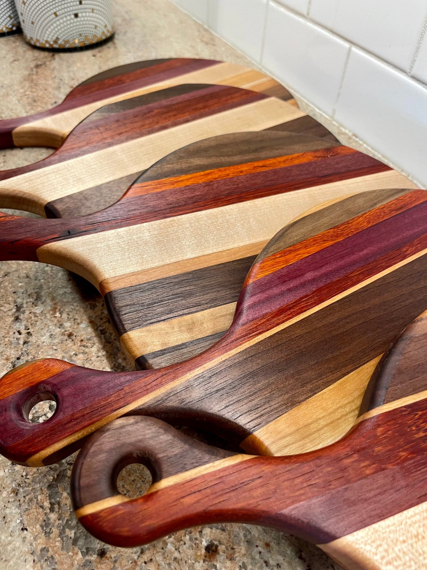 Cutting Board with Handle | Cherry Bread Board | Unique Wooden Kitchen decor | Mountains Rivers Trees