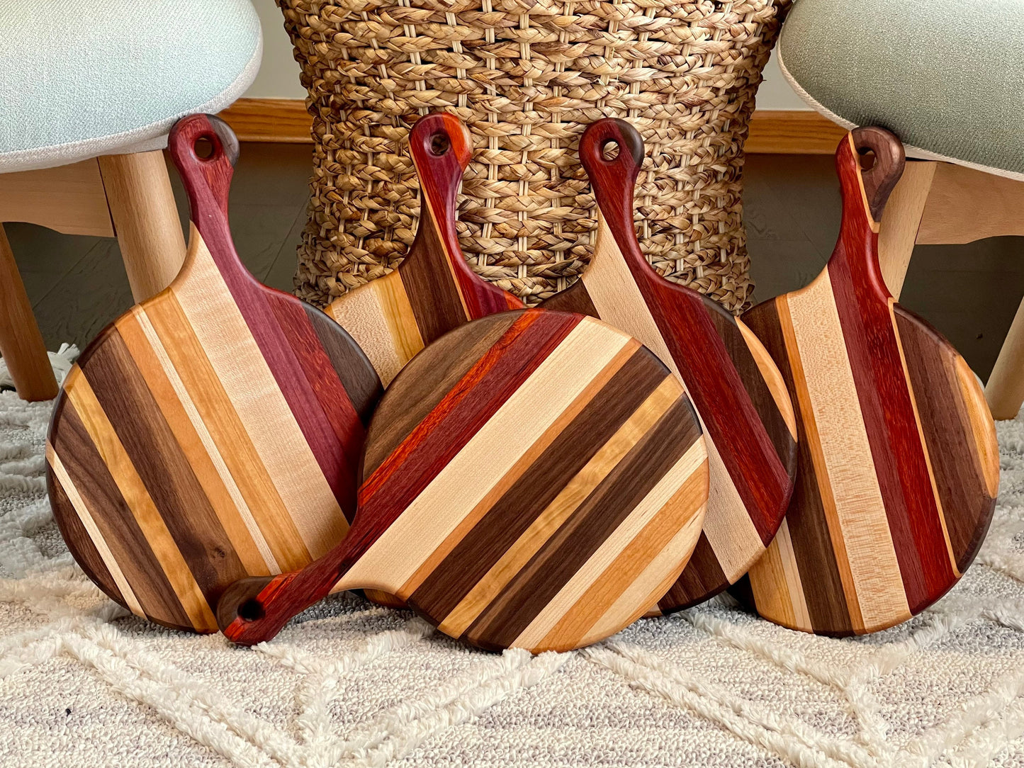 Cutting Board with Handle | Cherry Bread Board | Unique Wooden Kitchen decor | Mountains Rivers Trees