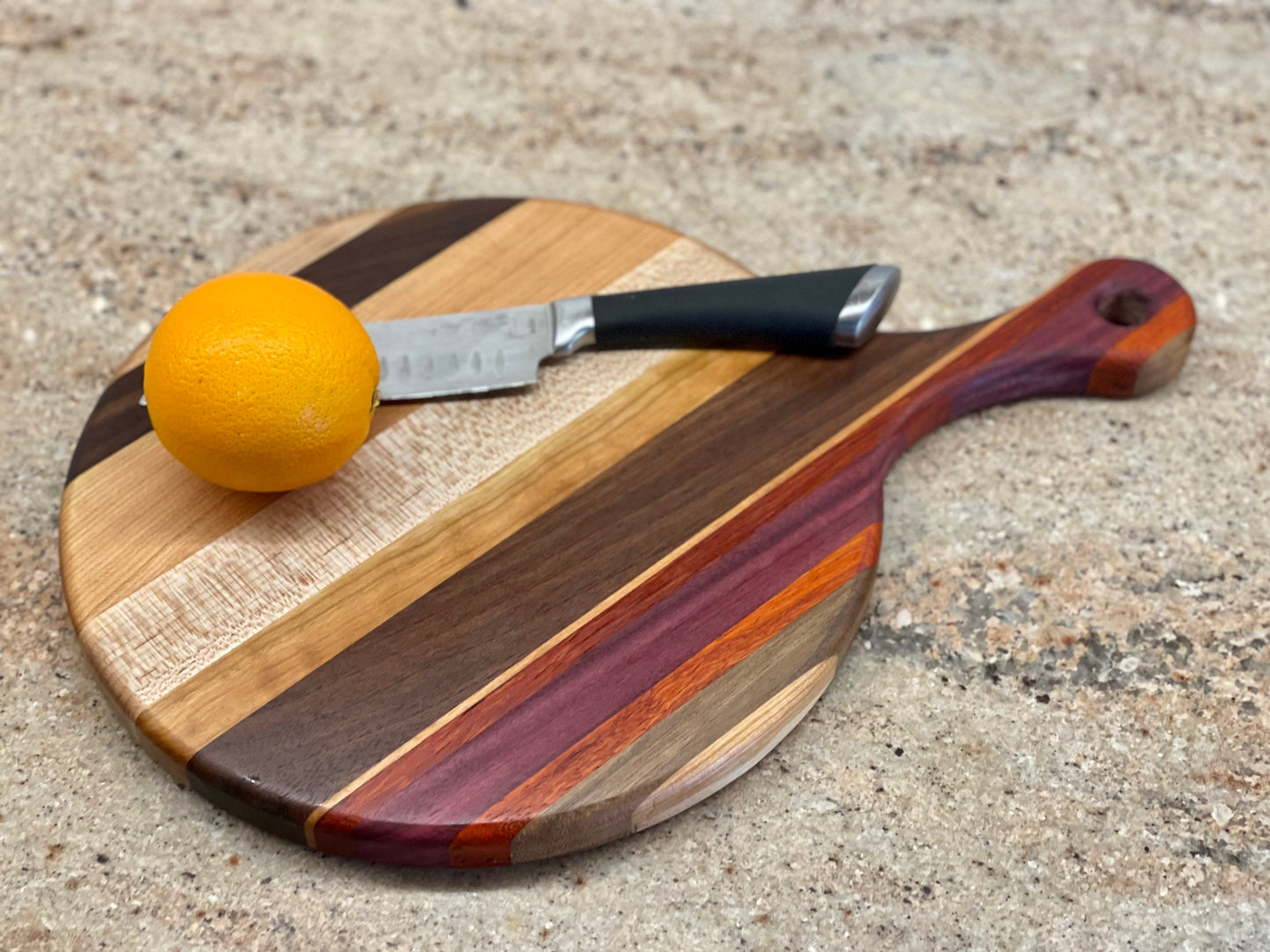 Cutting Board with Handle | Cherry Bread Board | Unique Wooden Kitchen decor | Mountains Rivers Trees