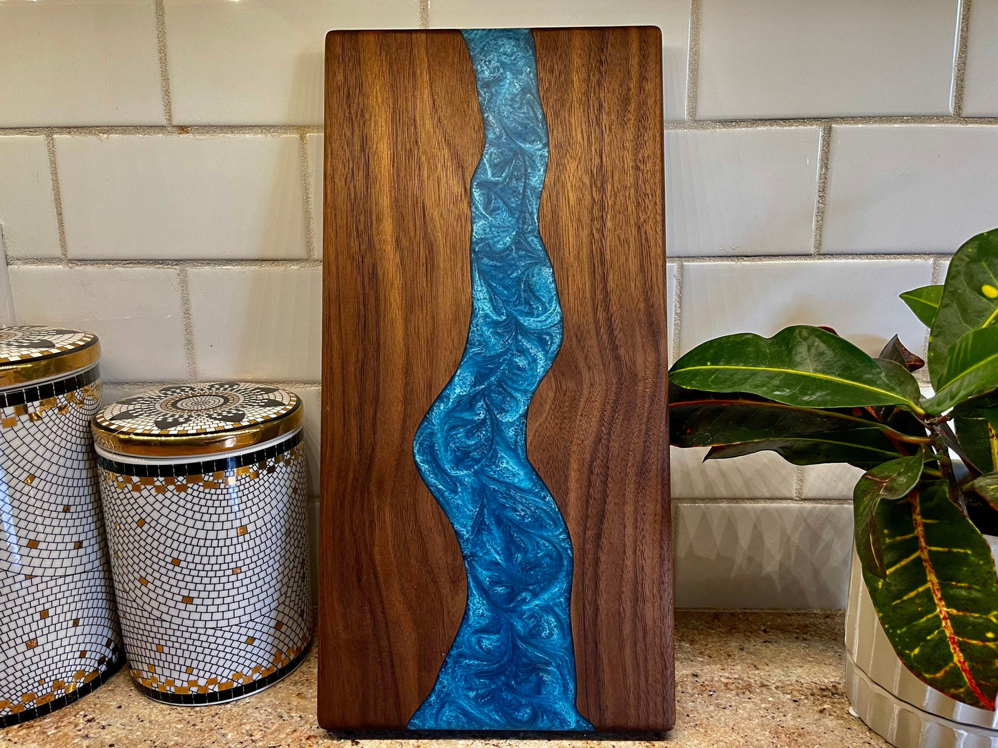Epoxy River Walnut Charcuterie Board: Personalized Serving Board