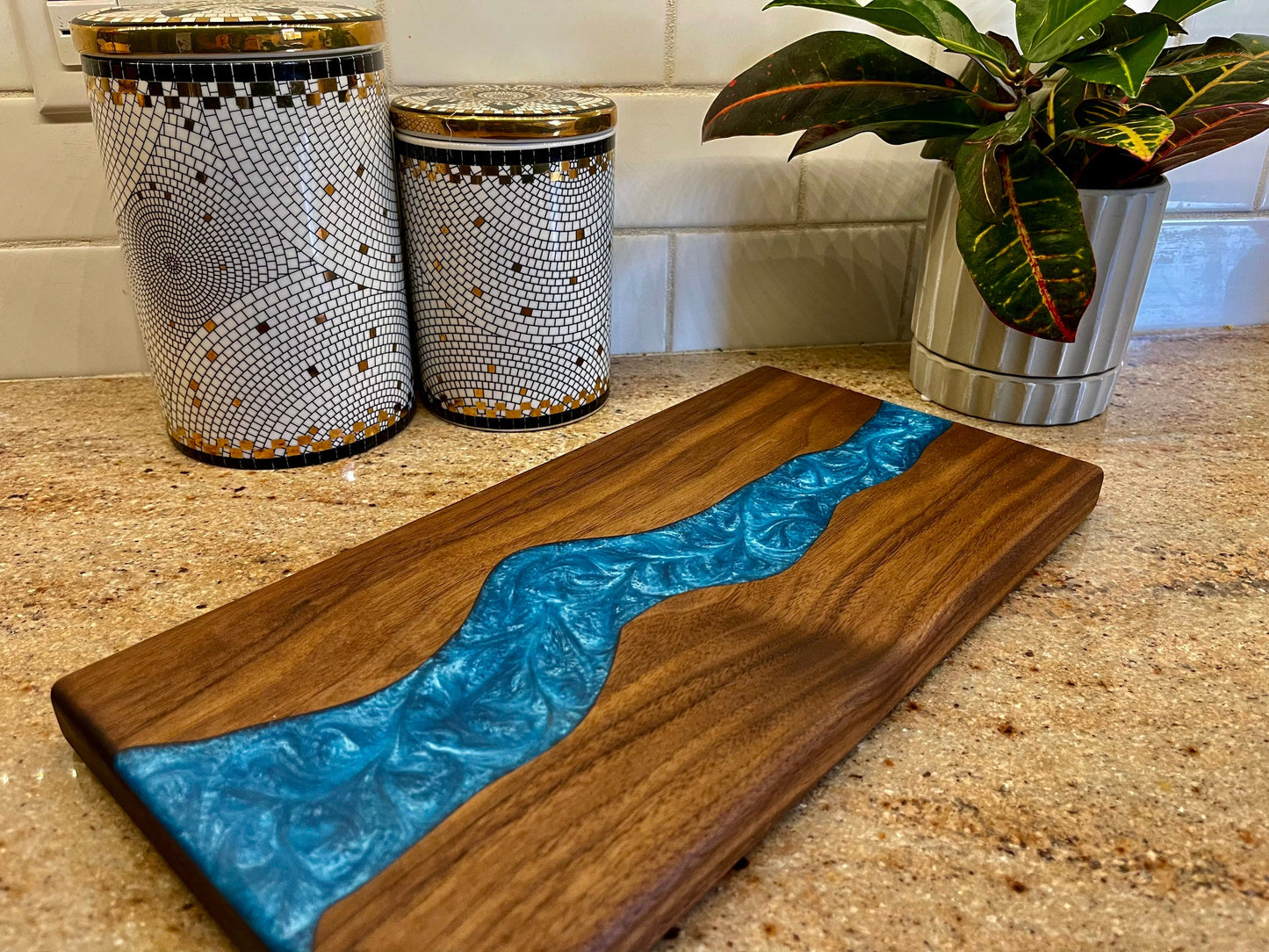 Epoxy River Walnut Charcuterie Board: Personalized Serving Board