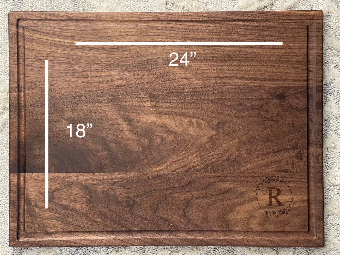Large Walnut Butcher Block Cutting Board: Personalized Wood Board with Juice Groove