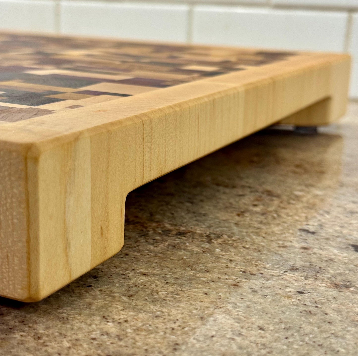 End Grain Cutting Board, Large Butcher Block, Handmade Hardwood Chaos Pattern Chopping Board