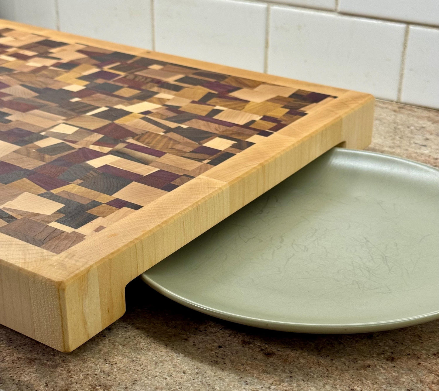 End Grain Cutting Board, Large Butcher Block, Handmade Hardwood Chaos Pattern Chopping Board