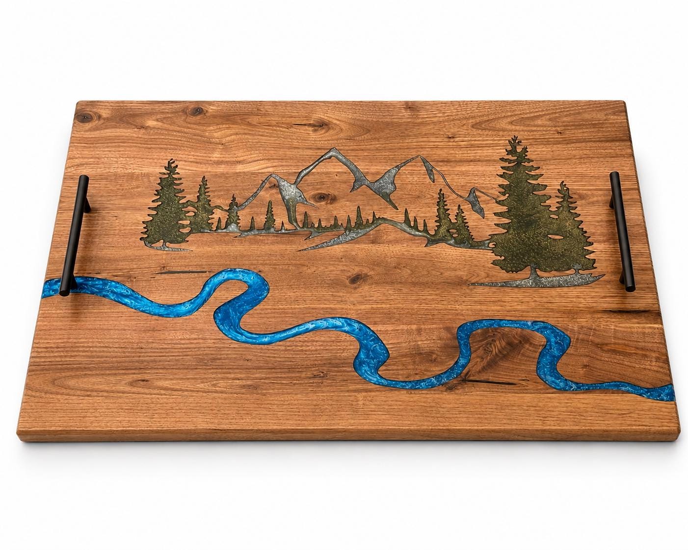 Epoxy Mountain River Walnut Stove Top Cover: Kitchen Noodle Board