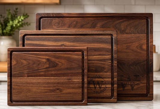 Large Walnut Cutting Board: Personalized Wood Board with Juice Groove