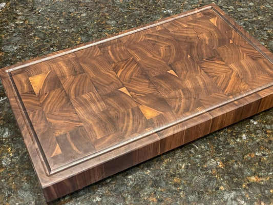 Walnut and exotic wood large cutting board – Turnip Rock Woodworks